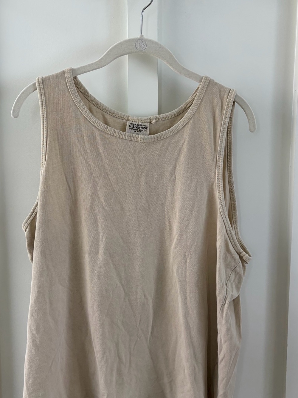Men’s Vintage Tan / Beige Tank Top | Size Small | Soft Knit Casual Layer